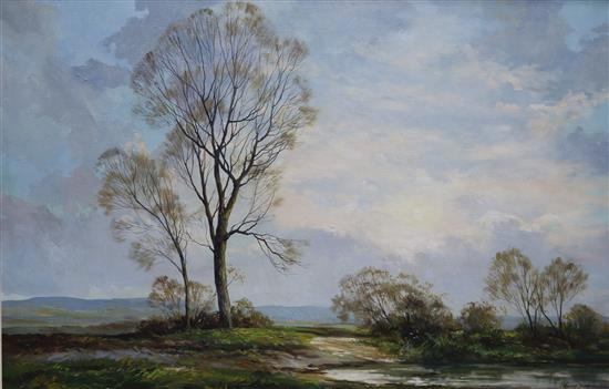 Richard Tearoe, Landscape with pond, 50 x 76 cms